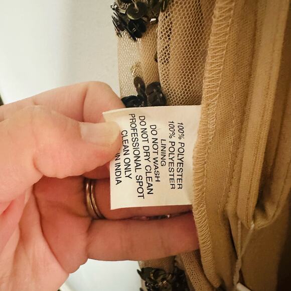 MAC DUGGAL Floral Sequined One Shoulder Nude Side Slit Gown Dress Size 2 NWT - Picture 15 of 16